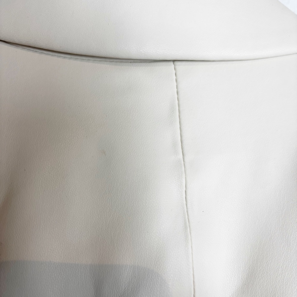 Veronica Beard Faux Leather Miller Double Breasted Dickey Jacket Blazer Cream 10 - Picture 6 of 8